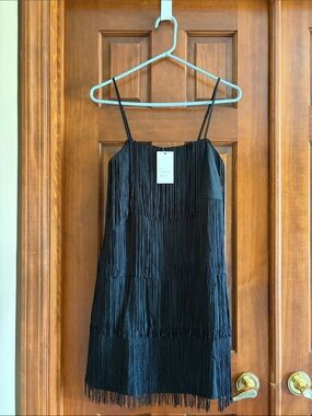 a new day Black Fringe Slip Dress (XS)